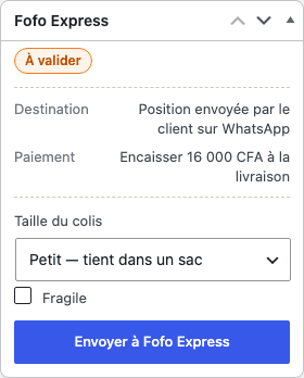 Commande à valider