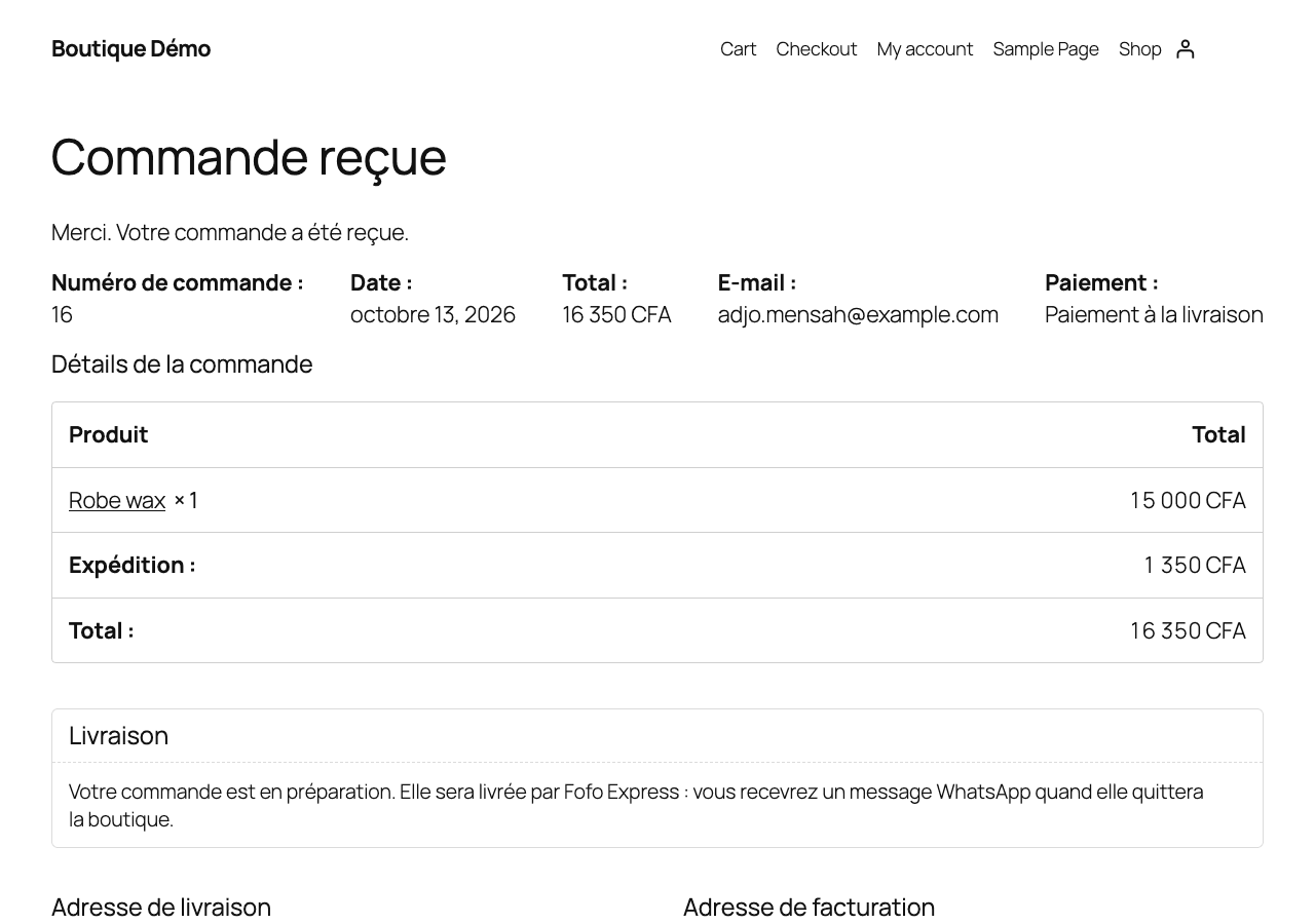 Suivi dans Mon compte